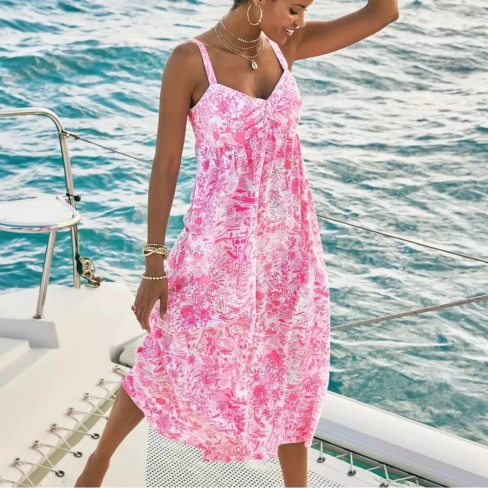 Lilly Pulitzer Pink Floral Midi Dress